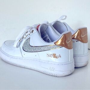 2023 NIKE NOLA 504 Bling Gold Glitter Low White AF1 Air Force Sneaker sz7